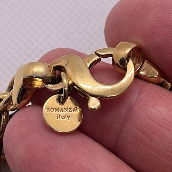 Romanza Italy Chunky Rolo Belcher Chain Gold Tone 18 Inch Necklace - Picture 6 of 11